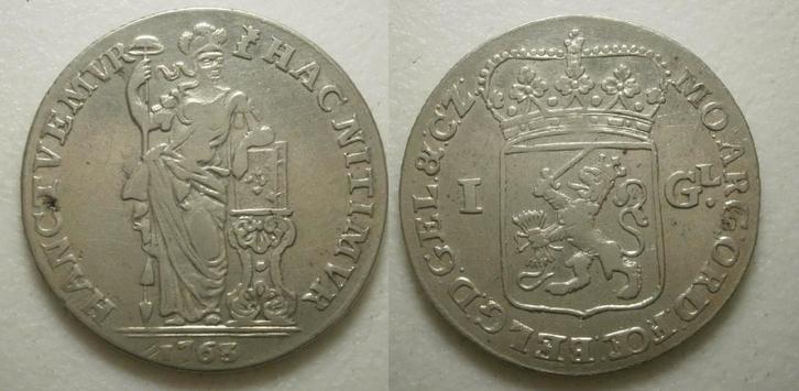 Gelderland Gulden zilver 1763    , Postzegels en Munten, Munten | Nederland, Losse munt, 1 gulden, Vóór koninkrijk, Zilver, Ophalen of Verzenden
