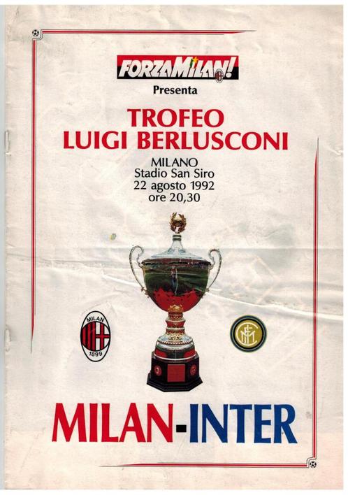 Programma AC Milan - Internationale 22 augustus 1992, Verzamelen, Sportartikelen en Voetbal, Gebruikt, Buitenlandse clubs, Ophalen of Verzenden
