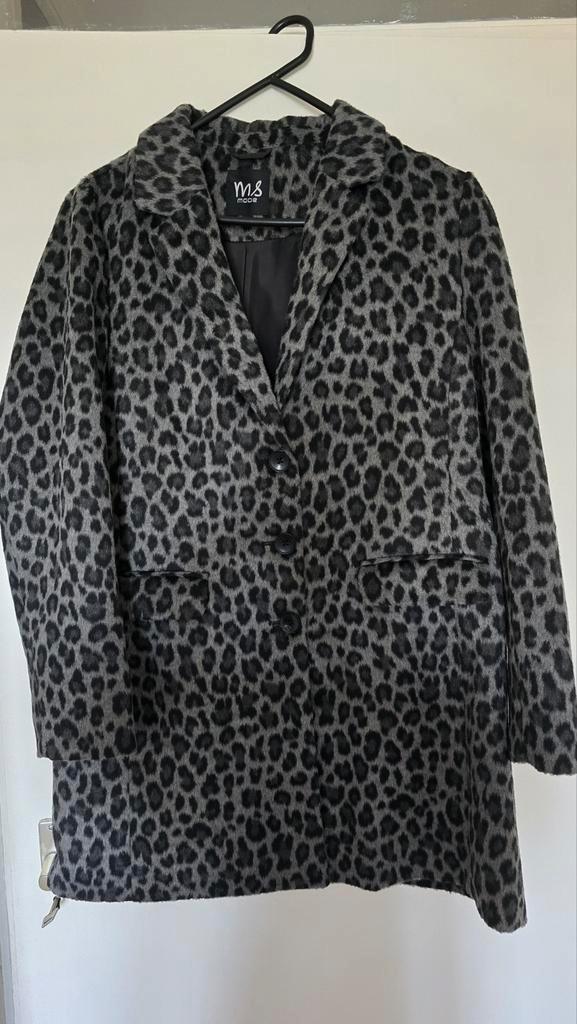 Lange jas met panterprint, Kleding | Dames, Jassen | Winter, Nieuw, Maat 42/44 (L), Grijs, Ophalen of Verzenden