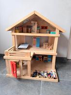 Houten Poppenhuis met Accessoires, Kinderen en Baby's, Speelgoed | Poppenhuizen, Ophalen, Gebruikt, Poppenhuis