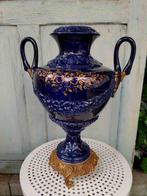 Kobalt blauwe Italiaanse vaas met bronzen voet F.B.A.I., Antiek en Kunst, Antiek | Vazen, Ophalen