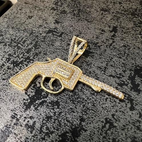 14k houden revolver kettinghanger nieuw, Sieraden, Tassen en Uiterlijk, Kettinghangers, Nieuw, Goud, Ophalen of Verzenden