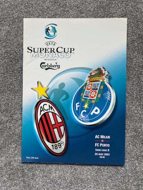 UEFA Supercup voetbal programma 2003 AC Milan - FC Porto, Verzamelen, Sportartikelen en Voetbal, Zo goed als nieuw, Boek of Tijdschrift