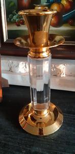 Hollywood regency kandelaar messing lucite 23 cm hoog, Antiek en Kunst, Ophalen of Verzenden, Overige materialen