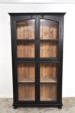 Vintage vitrinekast servieskast boekenkast kast zwart grenen, Gebruikt, Ophalen of Verzenden