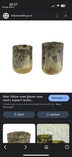 PTMD Vazen/Windlichten - Alter Yellow ruwe vazen, 2 maten., Ophalen, Geel, Minder dan 50 cm, Glas