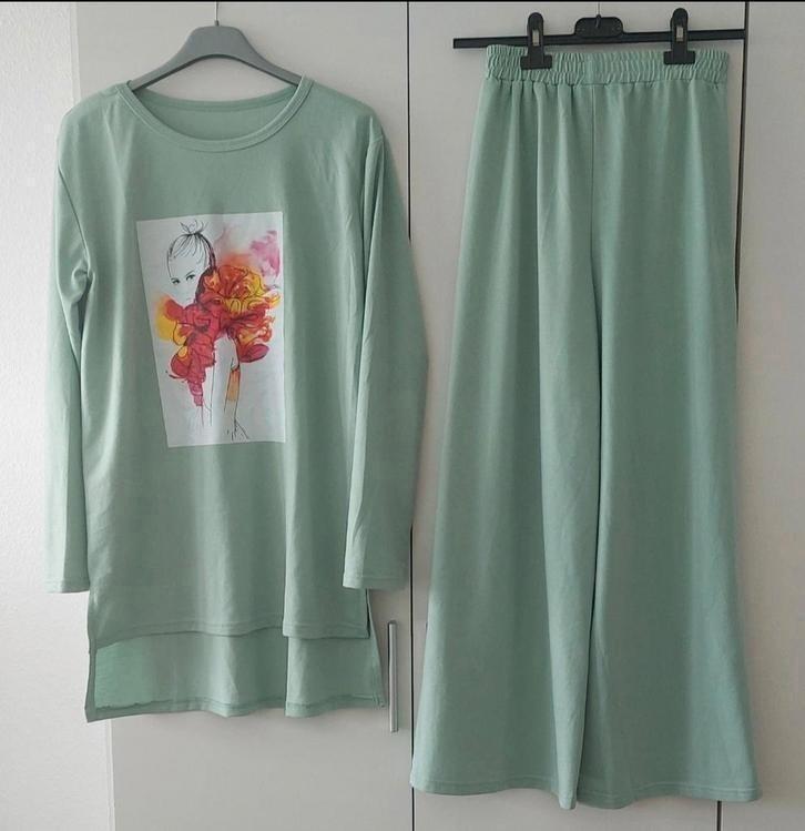 Groene Set Twinset | Nieuw | Maat S | Met Elastiek | Pyjama, Kleding | Dames, Pyjama's, Nieuw, Maat 36 (S), Ophalen of Verzenden