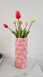 Bos 7 lange kunsttulpen roze wit mix boeket zijden tulpen, Ophalen of Verzenden, Nieuw, Overige kleuren, Minder dan 50 cm