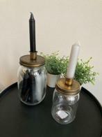 Trendy Candle Jar set-2 (1xM,1xL) Gold Nieuw!, Huis en Inrichting, Nieuw, Minder dan 25 cm, Overige materialen, Ophalen of Verzenden