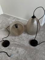 Set van 2 glazen hanglampen, Huis en Inrichting, Lampen | Hanglampen, Ophalen, Zo goed als nieuw, Glas, 50 tot 75 cm