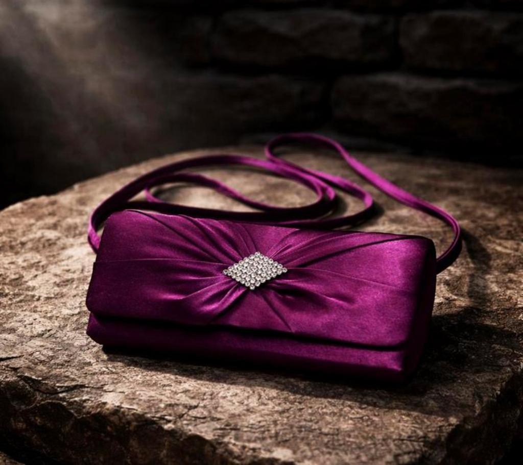 Gala tasje clutch met strass steentjes, Ophalen of Verzenden, Zo goed als nieuw, Paars, Avondtasje
