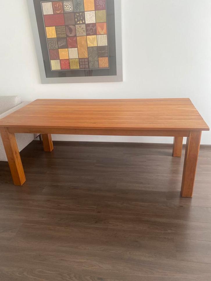 Eiken tafel 200x100 poten afschroevbaar., Huis en Inrichting, Tafels | Eettafels, Zo goed als nieuw, Rond, Ophalen