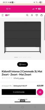 Kidsmill Intense Commode 3L - Zwart, Kinderen en Baby's, Kinderkamer | Commodes en Kasten, Nieuw, 100 cm of meer, Voetruimte, Minder dan 50 cm