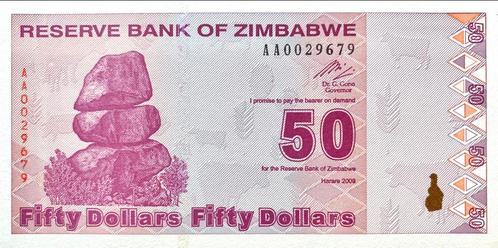 50 Dollars Zimbabwe 2009 Bankbiljet UNC #ZBV, Postzegels en Munten, Bankbiljetten | Afrika, Los biljet, Zimbabwe, Ophalen of Verzenden