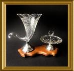 Antieke sigarenhouder, hoorn des overvloed, zilver en glas, Ophalen of Verzenden, Zilver