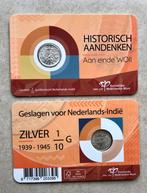 80 jaar eind WOII 1/10de Gld  Ned-Indië 1945S in coincard, Postzegels en Munten, Munten | Nederland, Setje, Zilver, Ophalen of Verzenden