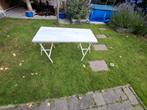 Bureau steigerhout met schragen wit, Ophalen, Gebruikt