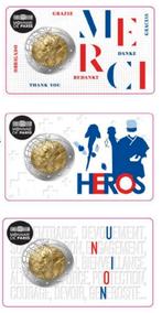 3x 2 Euro Frankrijk 2020 - Geneeskunde - Merci-Heroes-Union, Verzenden, Frankrijk, 2 euro, Setje