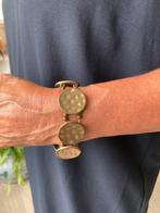 Vintage armband, koperen plaatjes op elastiek, Ophalen of Verzenden, Gebruikt