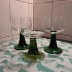 3 Roemer Wijnglazen met groene voet, Ophalen of Verzenden