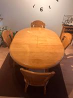 Eettafel van massief hout met 6 stoelen – uitschuifbaar, Huis en Inrichting, Tafels | Eettafels, Ophalen, Gebruikt, 100 tot 150 cm