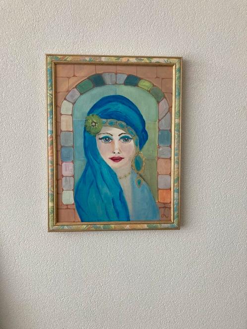 Retro lijst met schilderij, Antiek en Kunst, Kunst | Schilderijen | Klassiek, Ophalen of Verzenden