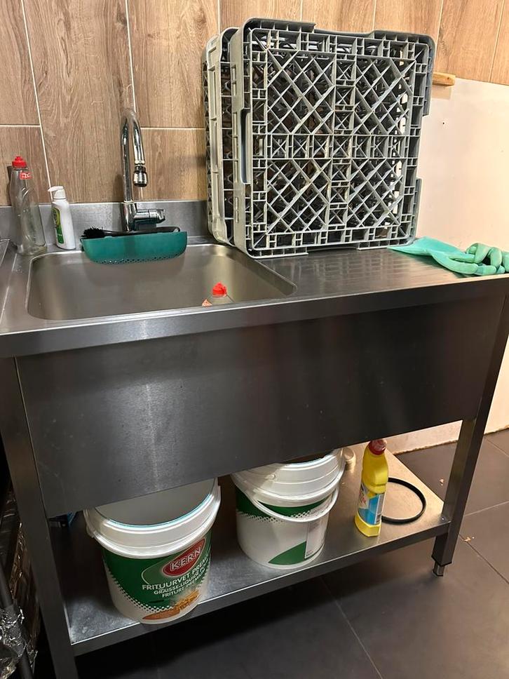 RVS Horeca Spoeltafel met Kraan & Afdruipblad, Huis en Inrichting, Keuken | Keukenelementen, Ophalen of Verzenden