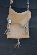 Nieuw Echt soepel leder schoudertas met franje en kralen, Ophalen of Verzenden, Nieuw, Overige kleuren, Leer