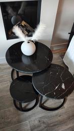 Salontafel set  marmer zwart, Overige materialen, 50 tot 100 cm, Rond, Zo goed als nieuw