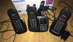 Philips draadloze telefoons set 3 stuks, Ophalen of Verzenden, Gebruikt, 3 handsets