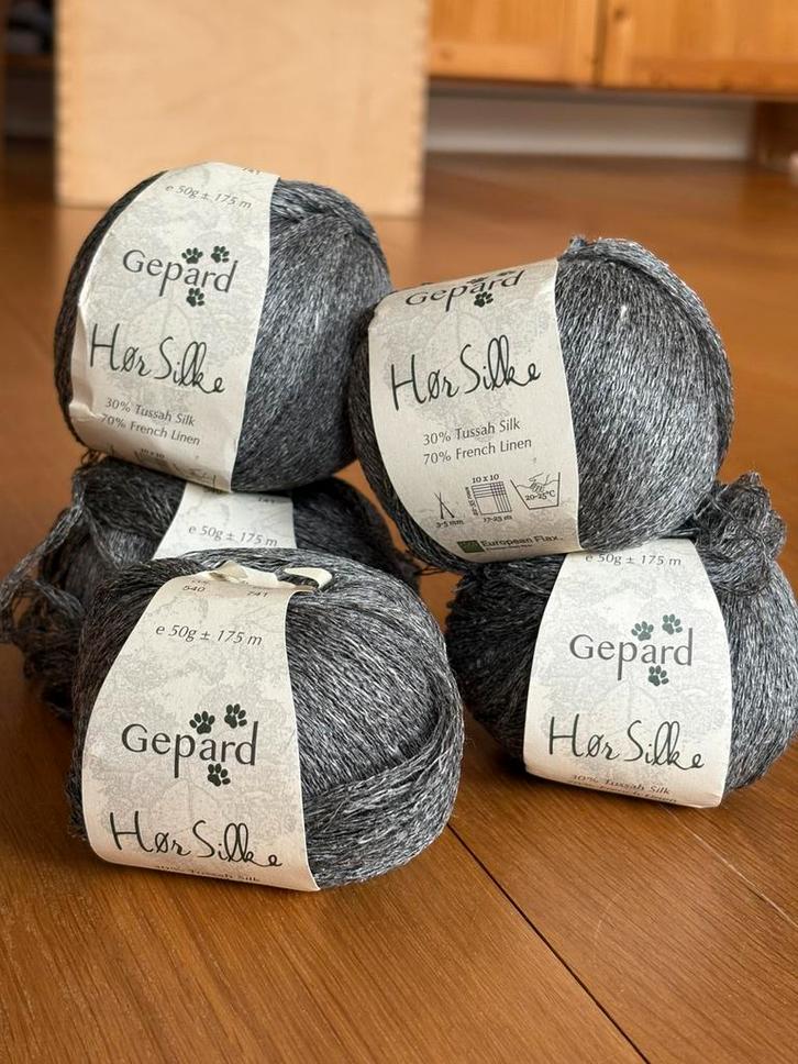 5x Hør Silke (gepard garn) grijs garen, Hobby en Vrije tijd, Breien en Haken, Nieuw, Breien of Haken, Wol of Garen, Ophalen of Verzenden