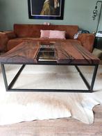 Robuuste salontafel als nieuw, Ophalen, Vierkant, Robuust,  vintage,  industrieel,  brocante....., Zo goed als nieuw