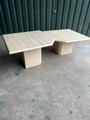 Vintage Travertin Salontafel / Bijzettafel beschikbaar voor biedingen