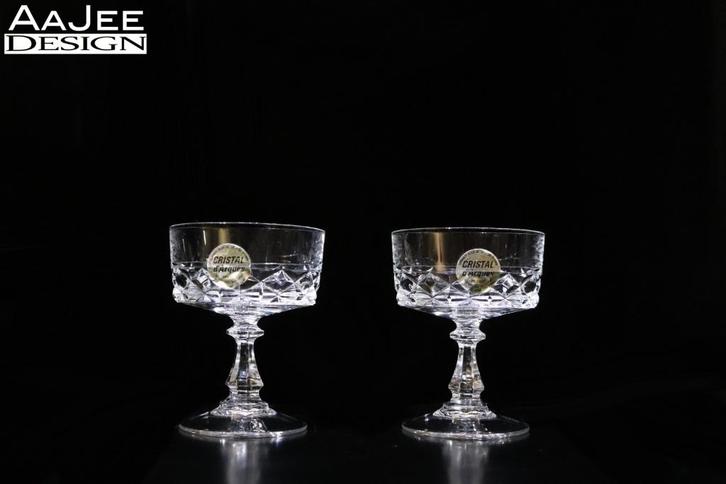 2 Cristal d'Arques - Diamond serie - Coupe van kristal, Verzamelen, Glas en Borrelglaasjes, Zo goed als nieuw, Overige typen, Ophalen of Verzenden