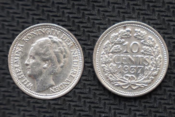 Muntgeld Nederland Wilhelmina Dubbeltje 1937, Postzegels en Munten, Munten | Nederland, Losse munt, 10 cent, Koningin Wilhelmina