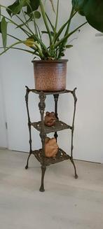 Messing Etagère met Leeuwenpootjes, Huis en Inrichting, Minder dan 55 cm, Gebruikt, Metaal of Aluminium, Vierkant