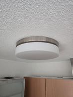 3x Plafondlamp RVS Rand Mat Glas per stuk, Ophalen, Gebruikt, Glas, Modern