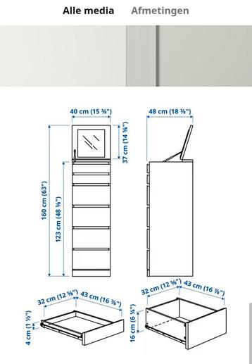 Ikea Malm ladekast met 6 lades - afbeelding 5