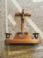 houten kruis kerk kaarsenstandaard wijwaterbakje, Antiek en Kunst, Ophalen of Verzenden