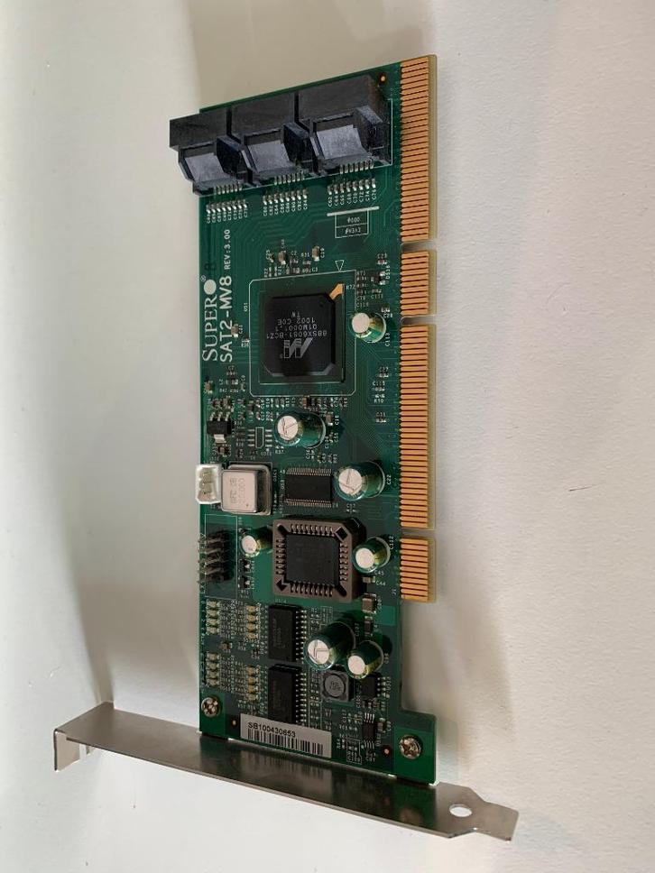 Supermicro AOC-SAT2-MV8 PCI-X 133MHz SATA 8PORT HBA, Computers en Software, Netwerkkaarten, Gebruikt, Ophalen of Verzenden