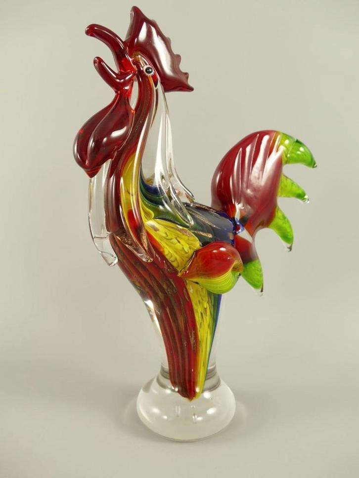 Murano Stijl Glazen Haan - H.30cm, Antiek en Kunst, Antiek | Glas en Kristal, Ophalen of Verzenden