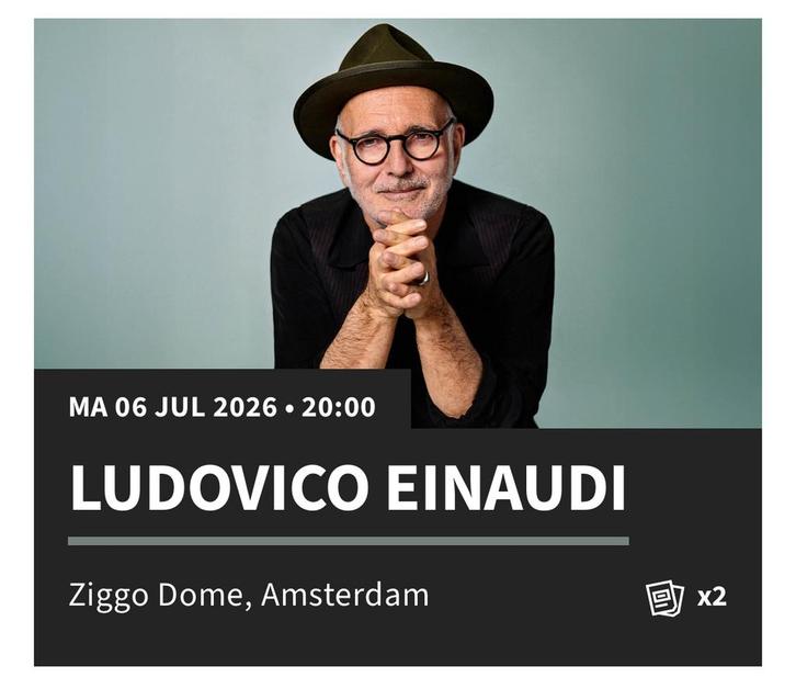 Twee tickets Ludovico Einaudi 6 juli 2026 - Ziggo Dome, Tickets en Kaartjes, Concerten | Klassiek, Twee personen, Juli