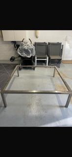 Salontafel chrome en glas, Huis en Inrichting, Tafels | Salontafels, Ophalen, Gebruikt, Vierkant, Modern