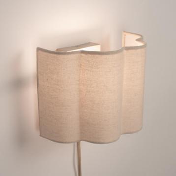 wandlamp beige stof japandi bank hoekbank woonkamer bed lamp beschikbaar voor biedingen
