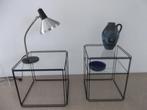 twee vintage bijzettafels Max Sauze uit de 70 jaren, Huis en Inrichting, Tafels | Bijzettafels, Minder dan 55 cm, Gebruikt, Metaal of Aluminium