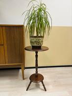 Mooi vintage houten Plantentafeltje bijzettafel driepoot, Ophalen of Verzenden, Gebruikt, Rond, Minder dan 55 cm
