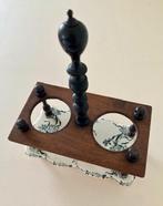 Salins antieke porseleinen/houten olie- en azijnstel houder, Ophalen of Verzenden