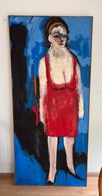 Vrouw in rode jurk, Antiek en Kunst, Kunst | Schilderijen | Modern, Ophalen