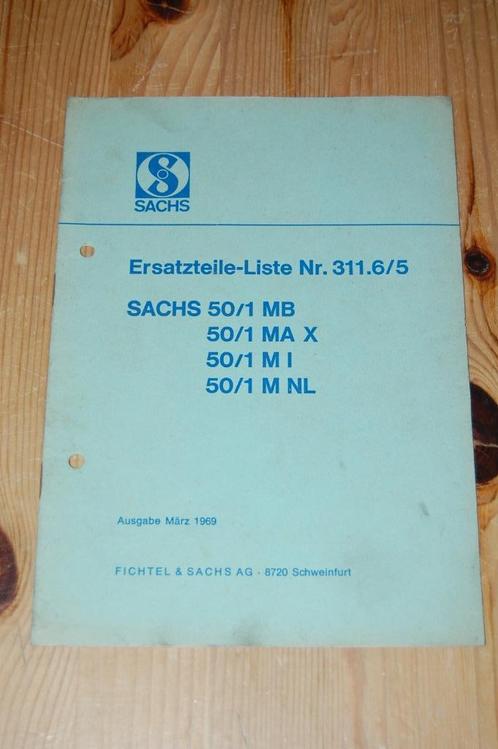 Sachs 50 /1 onderdelenboek uitgave maart 1969, Fietsen en Brommers, Handleidingen en Instructieboekjes, Ophalen of Verzenden