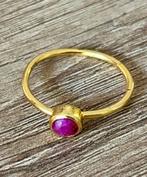 Verguld Zilveren Robijn Ring, 18mm, nieuw, zie omschrijving, Sieraden, Tassen en Uiterlijk, Ringen, 18 tot 19, Nieuw, Ophalen of Verzenden